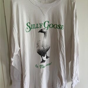 White Silly Goose Graphic Sweatshirt
